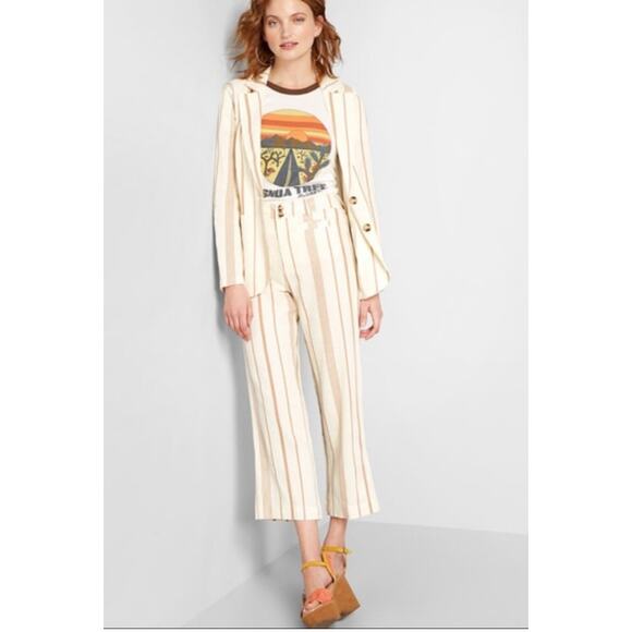 Women's Modcloth Plus Size New Opportunity Striped Linen Blend size 18 Twee Boho - Picture 1 of 5